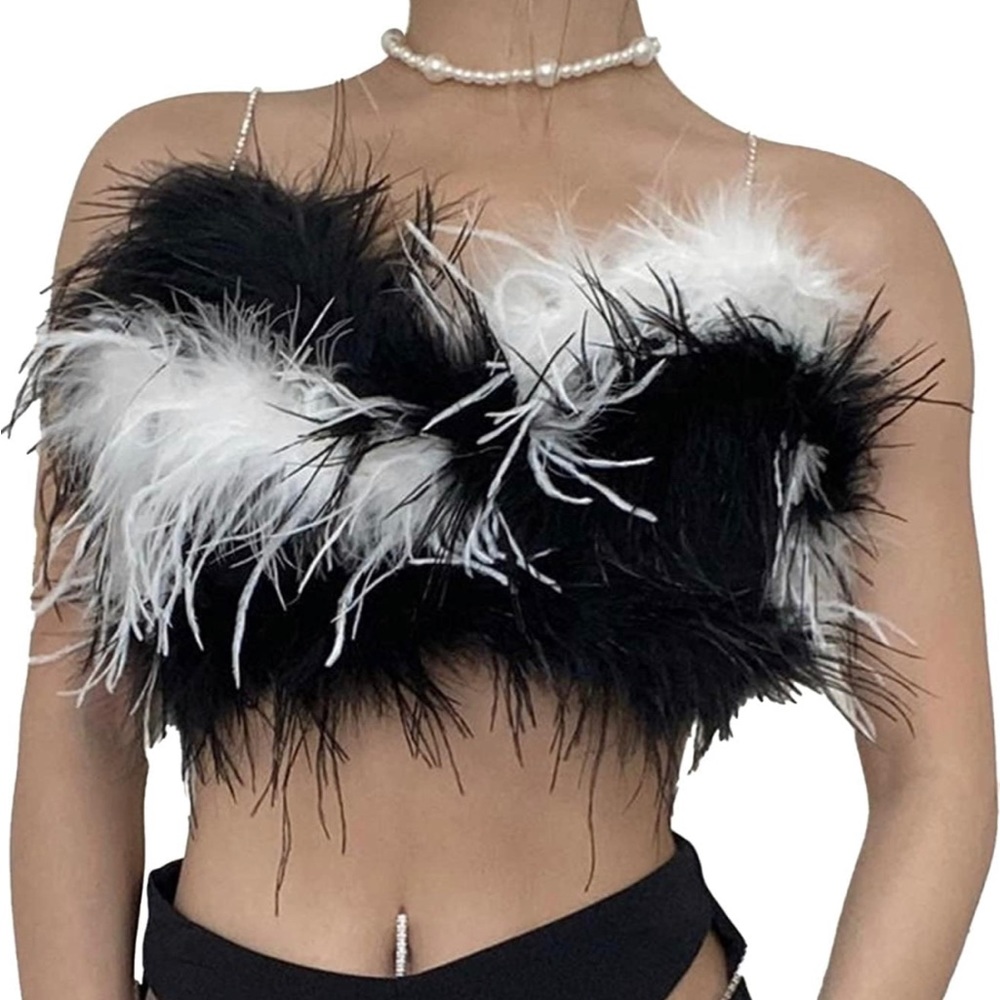Really cute feathered crop top!